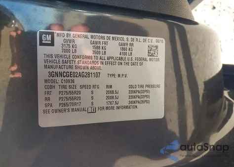 2010 Chevrolet Avalanche 1500 Ltz from USA, damaged, VIN 3GNNCGE02AG281107